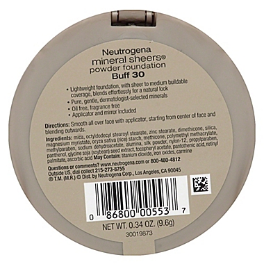 Neutrogena&reg; Mineral Sheers&reg; .34 oz. Compact Powder Foundation SPF 20 in Buff 30. View a larger version of this product image.
