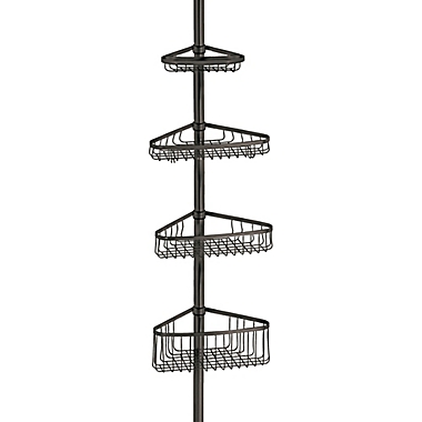 iDesign&reg; York Tension Corner Shower Caddy in Bronze. View a larger version of this product image.