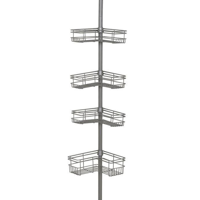 Zenna Home Tension Corner Pole Shower Caddy In Satin Nickel