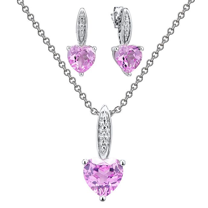 Sterling Silver Diamond and Lab-Created Pink Sapphire ...