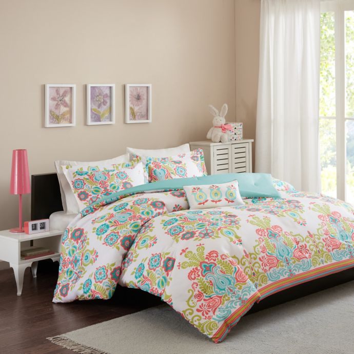 Mi Zone Britt Comforter Set in Coral | Bed Bath & Beyond