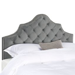 Safavieh Arebelle Velvet Tufted Full Headboard in Pewter