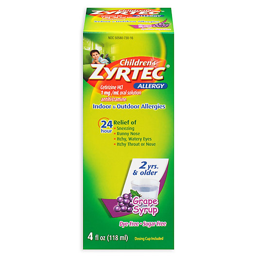 Alternate image 1 for Children's Zyrtec® 4 oz. Dye-Free Allergy Syrup in Sugar-Free Grape