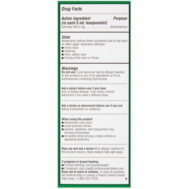 Children's Zyrtec&reg; 4 oz. Dye-Free Allergy Syrup in Sugar-Free Grape. View a larger version of this product image.