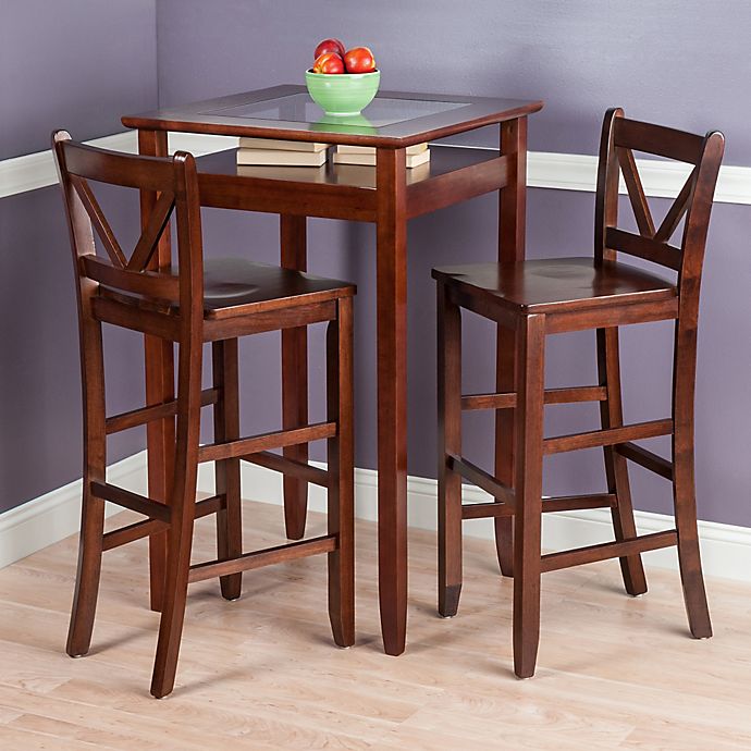 Winsome Trading Halo 3 Piece Pub Table, Pub Dining Table Chairs