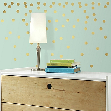 90 New GOLD CONFETTI DOTS WALL DECALS Peel and Stick Stickers Polka Dots Decor 