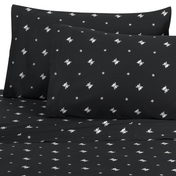 Sin In Linen Black Skullstar Sheet Set 100 Cotton 300 Thread