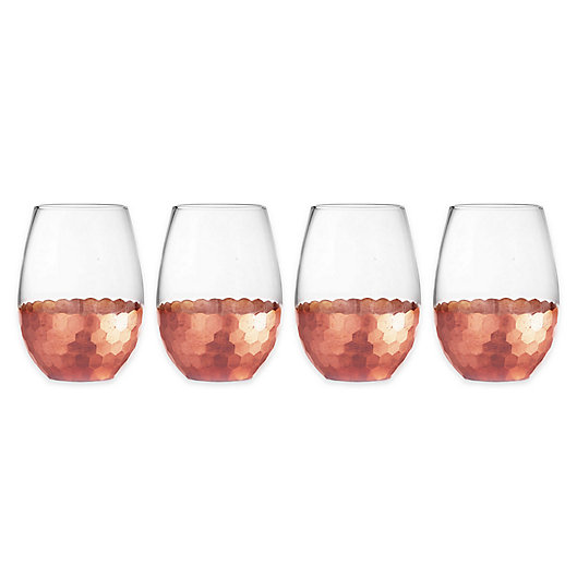 Alternate image 1 for Fitz and Floyd® Daphne Stemless Wine Glasses in Copper (Set of 4)