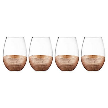 Fitz and Floyd&reg; Linen Copper Stemless Wine Glasses (Set of 4). View a larger version of this product image.