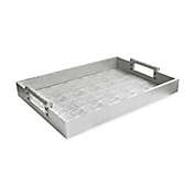 Accents by Jay Rectangular Leather Tray with Handles in Silver