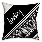 Boho Tribal Angled 18-Inch Square Throw Pillow in Black/White
