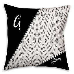 Boho Tribal Diamond Dotted Square Throw Pillow in Black/White