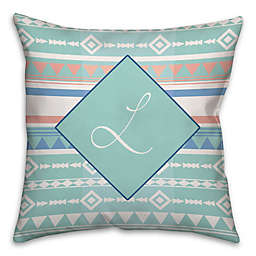 Boho Tribal 16-Inch Square Throw Pillow in Mint/Coral