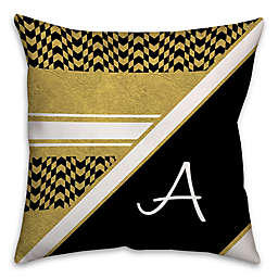 Chevron Checkerboard Square Throw Pillow in Black/Gold