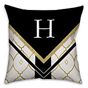 Ogee Stripe 16-Inch Square Throw Pillow in Black/Gold