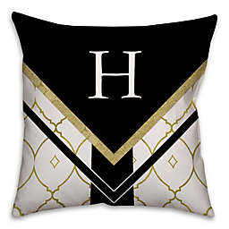 Ogee Stripe 16-Inch Square Throw Pillow in Black/Gold