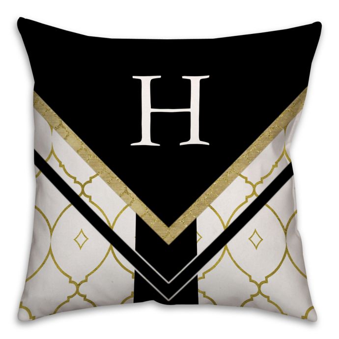 Ogee Stripe Square Throw Pillow in Black/Gold | Bed Bath ...