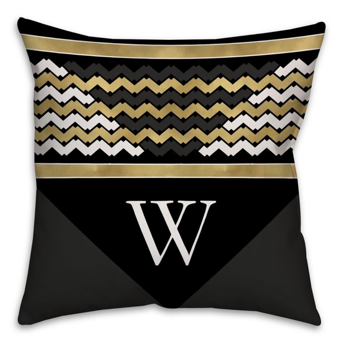 Chevron Stack Square Throw Pillow In Black Gold Buybuy Baby