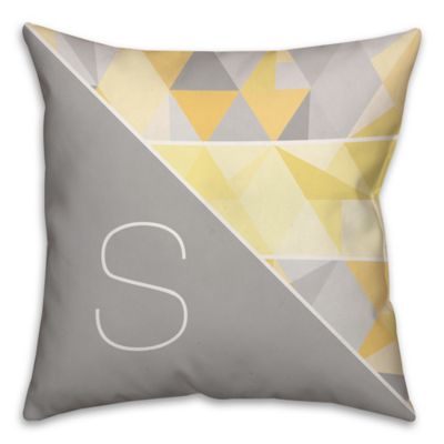 Muted Geometric Square Throw Pillow in Grey/Yellow