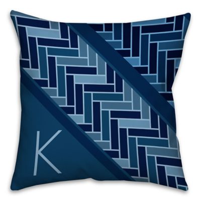 Tiled Pattern Square Throw Pillow in Navy