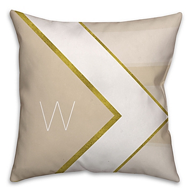 Geometric Hexagon Square Throw Pillow in Ivory/Gold. View a larger version of this product image.