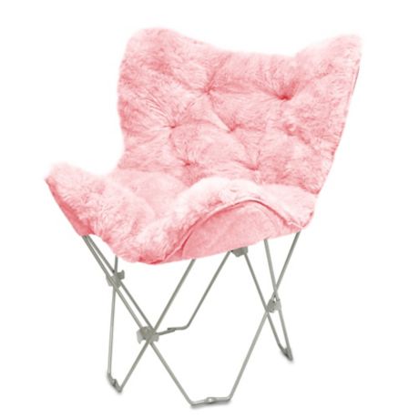 faux fur butterfly chair grey