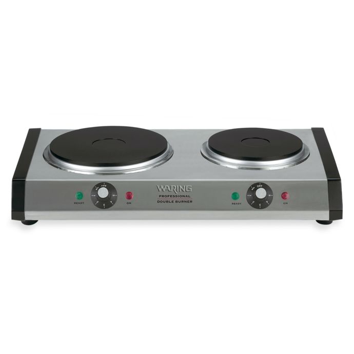 Waring Pro® Brushed Stainless Steel Electric Burner with Double Ports