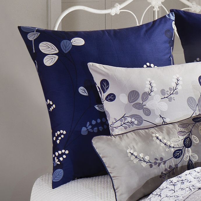 Geneva European Pillow Sham in Grey/Navy | Bed Bath & Beyond