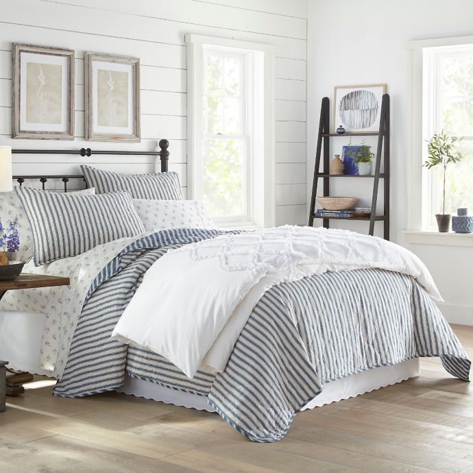 Stone Cottage Willow Way 3 Piece Reversible Ticking Stripe Quilt Set Bed Bath Beyond