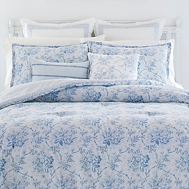 Laura Ashley Nina 5-Piece Reversible Twin Comforter Set in Powder Blue. View a larger version of this product image.