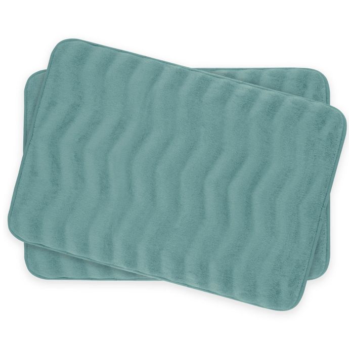 Bounce Comfort Waves Memory Foam 17Inch x 24Inch Bath Mats (Set of 2
