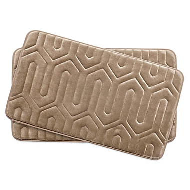 Bounce Comfort Thea Memory Foam 17-Inch x 24-Inch Bath Mats in Linen (Set of 2). View a larger version of this product image.