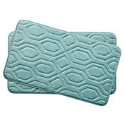 Bounce Comfort Turtle Shell Memory Foam 17-Inch x 24-Inch Bath Mats in Aqua (Set of 2)