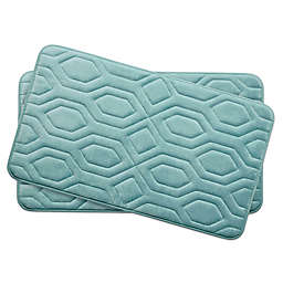 Bounce Comfort Turtle Shell Memory Foam 17-Inch x 24-Inch Bath Mats in Aqua (Set of 2)