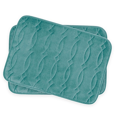 Bounce Comfort Grecian Memory Foam 17-Inch x 24-Inch Bath Mats in Blue (Set of 2). View a larger version of this product image.