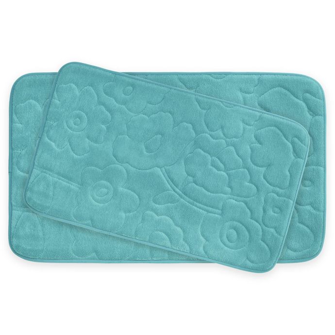 Bounce Comfort Stencil Floral Memory Foam 2Piece Bath Mats Bed Bath