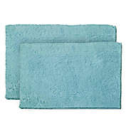 Resort Collection Chenille Plush Loop Bath Mats in Blue (Set of 2)