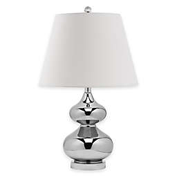 Safavieh Eva Double Gourd Glass Lamp in Silver with Cotton Shade