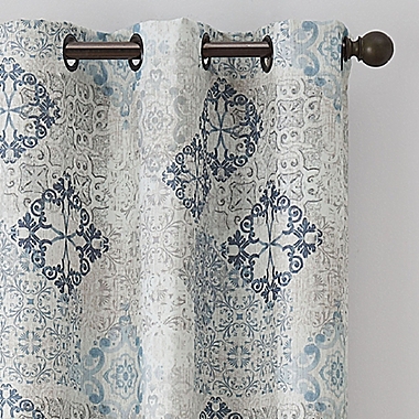 Eclipse Martina Medallion 63-Inch Grommet 100% Blackout Window Curtain Panel in Blue (Single). View a larger version of this product image.