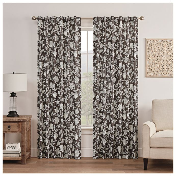 Waverly Stencil Vine Light Filtering Rod Pocket Window Curtain Panel Single Bed Bath Beyond