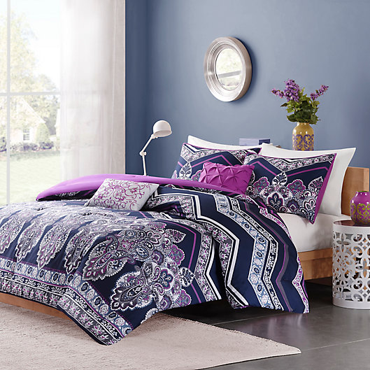 Alternate image 1 for Intelligent Design Adley Full/Queen Comforter Set in Purple