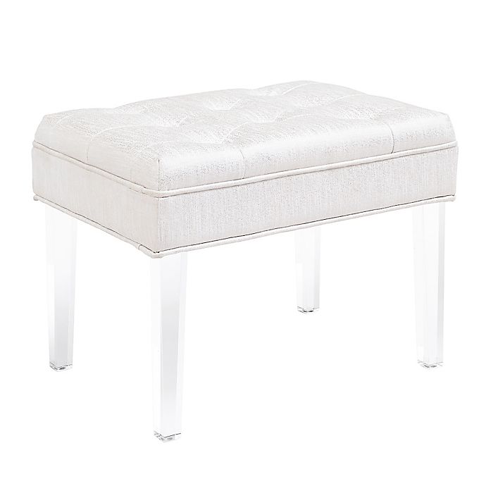 Delray Vanity Bench In Pearl Bed Bath, Black And White Striped Vanity Chair