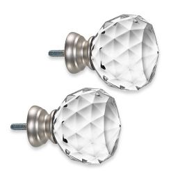Cambria® Premier Complete Faceted Ball Finials in Brushed Nickel (Set of 2)