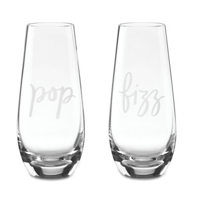 kate spade new york Two of a Kind&trade; "Pop" and "Fizz" Stemless Champagne Glasses (Set of 2)