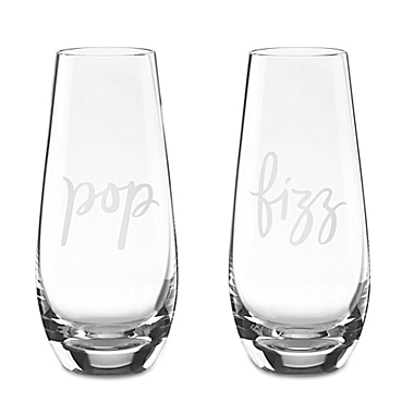 kate spade new york Two of a Kind&trade; "Pop" and "Fizz" Stemless Champagne Glasses (Set of 2). View a larger version of this product image.