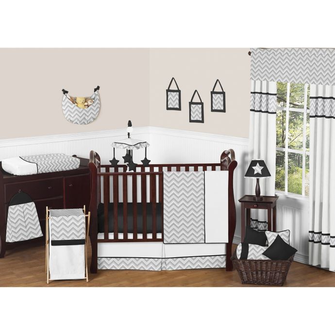 Sweet Jojo Designs Zig Zag 11 Piece Crib Bedding Set In Grey Black