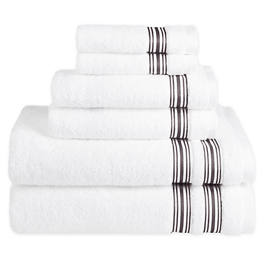 Alternate image 1 for Nestwell™ Hygro Fashion Stripe 6-Piece Towel Set in Iron Grey