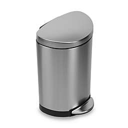 simplehuman® Brushed Stainless Steel Fingerprint-Proof Semi-Round 10-Liter Step-On Trash Can