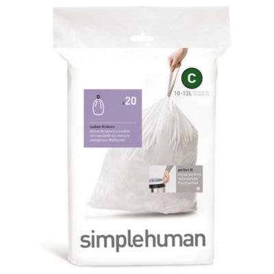 simplehuman&reg; Code C 20-Pack 10-12-Liter Custom-Fit Liners in White