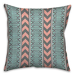 Chevron and Boho Tribal Square Throw Pillow in Blue/Pink